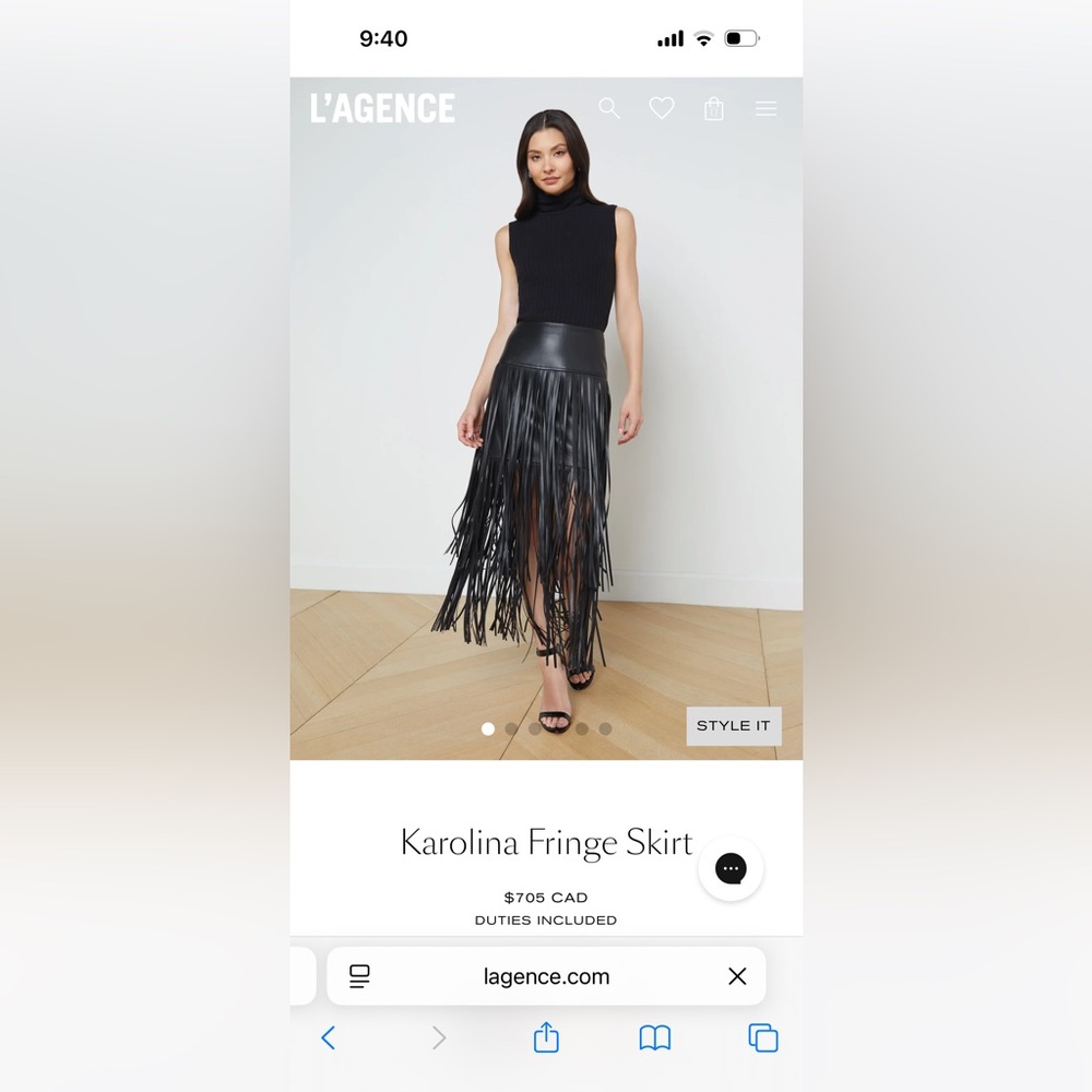 L'AGENCE karolina Black Leather Fringe Skirt lookalike by smythe